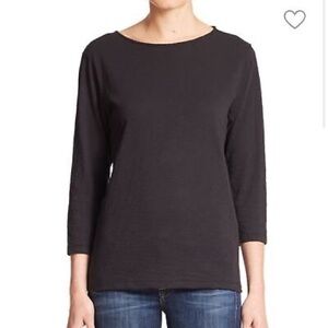 Theory WOMEN'S SIZE SMALL Maas Black Cotton 3/4 Sleeve Top